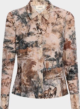 L'agence Western Toile Maia Lace Button-Front Blouse