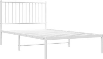 vidaXL Estructura Cama Sin Colch&oacute;n Con Cabecero Metal Blanco 100x190cm Vidaxl