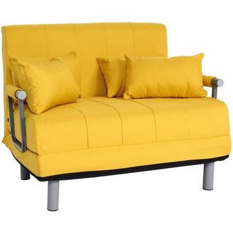Hhg Divano letto sof&agrave; 2 posti reclinabile 631 186x97cm tessuto giallo