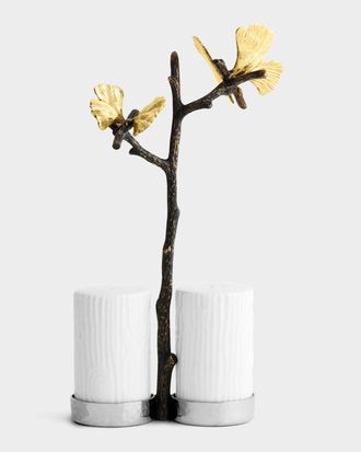 Michael Aram Butterfly Ginkgo Salt and Pepper Shakers with Caddy