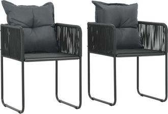 vidaXL Vidaxl - Sillas de jardín con cojines 2 unidades ratán sintético negro