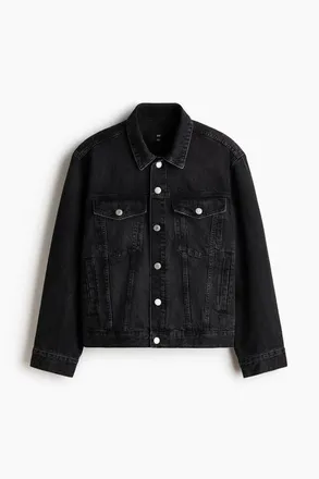 H&M Denim Trucker Jacket in Black at Nordstrom, Size Xx-Large