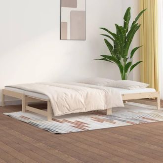 Berkfield Home Pull-out Day Bed 2x(90x200) cm Solid Wood Pine in Brown