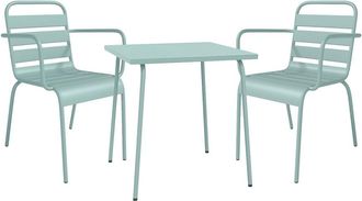VENTE-UNIQUE.COM Conjunto de mesa y sillas para jard&iacute;n acero verde almendra
