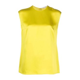 Stella McCartney Tops, Dames, Geel, S, Satijn, Satijnen mouwloze blouse