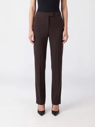 Sportmax Slim Fit Tailored Skinny Trousers in Wool Blend with Mid-Rise Waist
