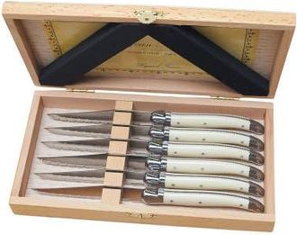 Be Home 6 Piece Steak Knife Set in Wood Presentation Box in Ivory at Nordstrom
