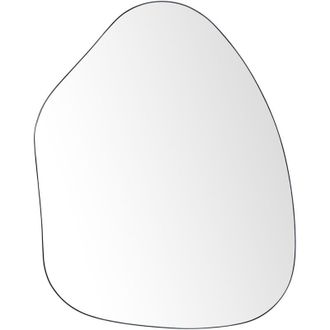 Beliani Beliani - Modern Minimalist Oval Decorative Wall Mirror Metal Iron Frame Living Room Decor 70 x 92 cm Black Puteaux