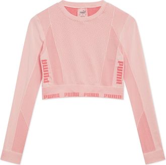 Puma Puma Womens Evoknit Seamless Long Sleeve Crop Top Bridal Rose M
