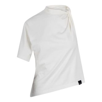 Courr&egrave;ges T-Shirts, female, White, M, Twist Asymmetrical T-shirt