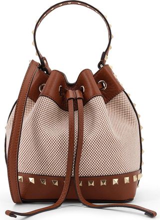 Valentino Garavani Rockstud Spike Canvas And Leather Shoulder Bag-Donna