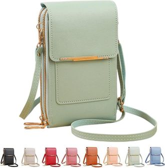 Generic Anti-Theft Leather Bag, Multifunctional Travel Crossbody Bags for Women, Phone Passport Bag with Transparent Window(Green)