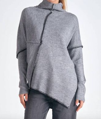 Elan Turtleneck Asymmetric Sweater In Grey