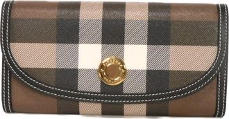 Burberry Brown Pvc Leather Long Wallet (Bi-Fold) (Pre-Owned)