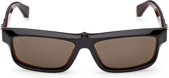 Christian Louboutin 57mm Square Sunglasses in Black /Red Gunmetal /Gold at Nordstrom