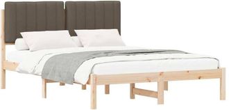 vidaXL Estructura De Cama Con Cabecera Tapizada Taup&eacute; 140 X 190 Cm Vidaxl