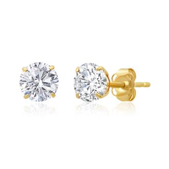 MAX + STONE 14k Yellow Gold 6MM Round Stud Gemstone Earrings
