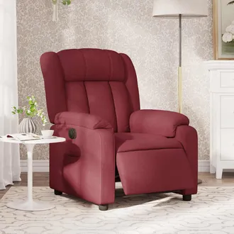 vidaXL Sill&oacute;n Reclinable El&eacute;ctrico Tela Rojo Tinto Vidaxl