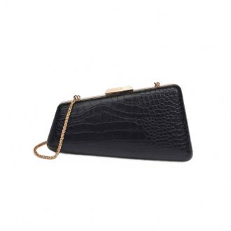 Urban Expression Womens Irene Croco Asymmetrical Evening Bag In Black