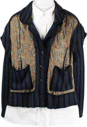 Maison Margiela paisley-print layered poplin shirt - men - Cotton/Silk - 44 - White