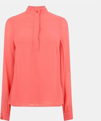 Ted Baker Womens Relaxed Fit Band Collar Long Sleeve Cuff Shirt - Pink/Orange/Red - Size: 12