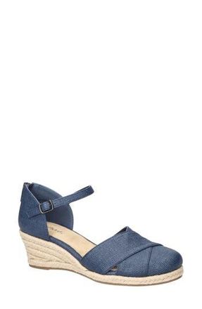 Easy Street Coast Espadrille Wedge Sandal in Navy Linen Embossed at Nordstrom Rack, Size 6.5