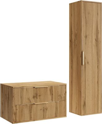 Badplaats Badplaats Mueble De Ba&ntilde;o Rimini 80 Cm Con Columna - Roble - Mueb
