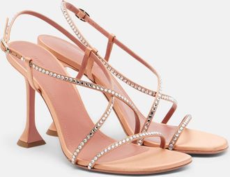 Amina Muaddi Sally crystal-embellished satin sandals