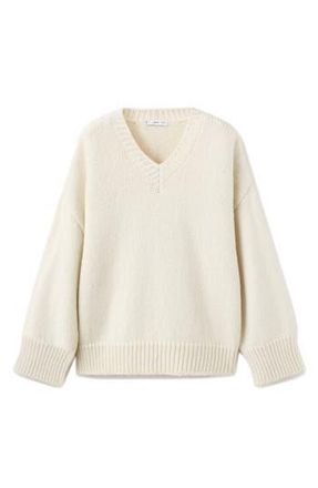 Mango Selection Chunky V-Neck Sweater in Ecru at Nordstrom Rack, Size Medium