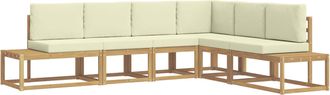 vidaXL Conjunto De Sof&aacute;s De Exterior 4 Pieza Blanco Y Crema Poli&eacute;ster Vidaxl