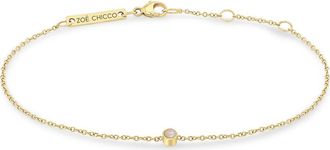 Zo&euml; Chicco 14K Gold Bezel Gemstone Pendant Bracelet in Yellow Gold /Opal at Nordstrom, Size 7