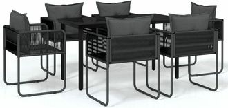vidaXL Juego De Comedor Para Jard&iacute;n 7 Piezas Negro Vidaxl