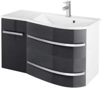 WELLTIME Waschtisch »OSLO« Breite 90 cm, Badmöbel mit geschwungener Front, Ablage links