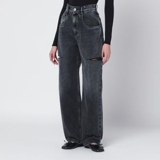 Maison Margiela Washed black jeans with side rips