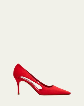 Manolo Blahnik Boukefalos Suede Cut-Out Pumps