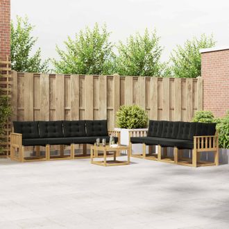 vidaXL Vidaxl Set Di Divani Da Esterno 9 Pz Bianco E Nero