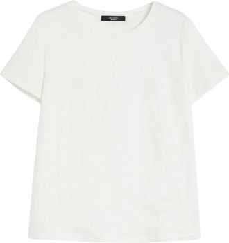 Max Mara Linnen Katoen T-shirt Klassieke Stijl - Dames - T-shirts - Wit - S - Katoen - Tops