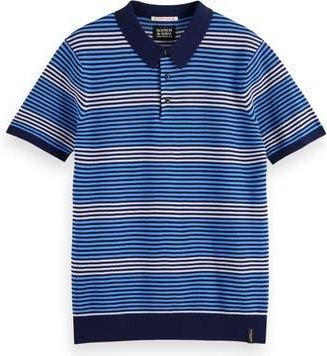 Scotch & Soda Structured Stripe Cotton Knit Polo in Blue Multi Stripe at Nordstrom Rack, Size Xx-Large