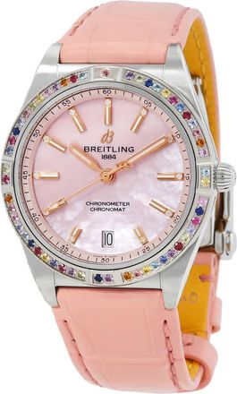 Breitling Chronomat 36mm South Sea Automatic Pink MOP Diamond Ladies Watch G10380BB1K1P1