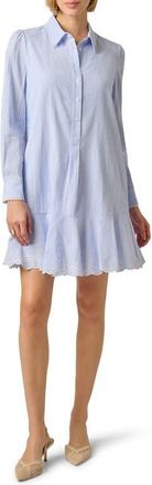 Adrianna Papell Hailey Stripe Button-Up Shift Shirtdress in Blue/white at Nordstrom, Size X-Large