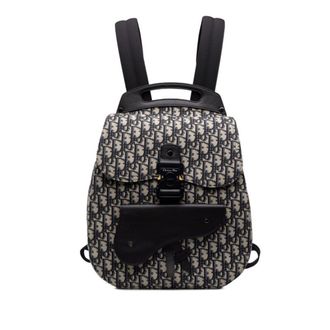 Dior Beige Black Canvas Leather Backpack (Pre-Owned)
