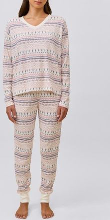 Papinelle Sleepwear Fair Isle Waffle Knit Pajamas in Winter Rose at Nordstrom, Size Xx-Large