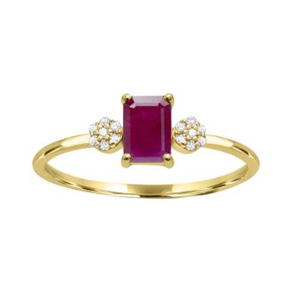 Diamond2Deal 10K Yellow Gold Ruby and Diamond Engagement Ring ( 0.65Ct)