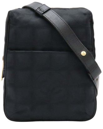 Chanel Black Nylon Jacquard New Travel Line Shoulder Bag (Authentic Pre-Loved)