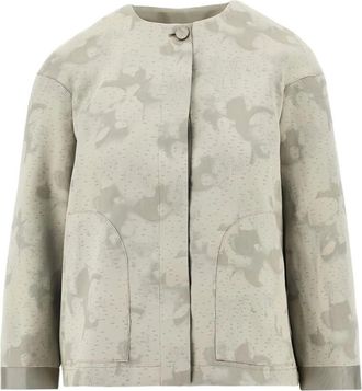 Emporio Armani ASV Camo Flower Jacquard Jas - Dames - Zomerjassen - Grijs - M - Polyester - Jassen