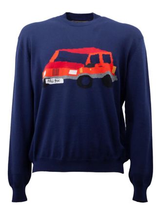 Magliano Wollen trui met applicatie - Blauw