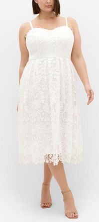 City Chic Scarlet Lace Midi Dress in Ivory at Nordstrom, Size Xxxs