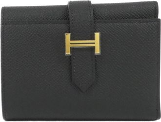 Herm&egrave;s Black Epsom Leather Wallet (Tri-Fold) (Pre-Owned)