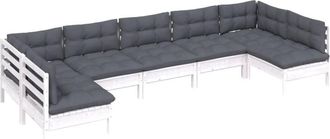 vidaXL Muebles De Jard&iacute;n 7 Pzas Y Cojines Blanco Madera Maciza De Pino Vidaxl