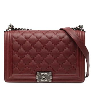 Chanel Tweedehands Medium Gequilted Lamsleer Dubbele Stiksel Boy Flap
